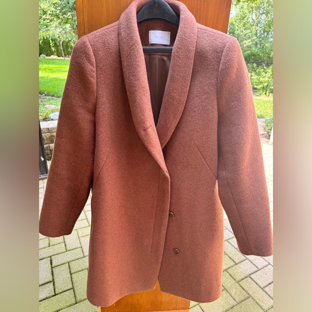 Oak + Fort brownish rusty pink wool coat, L